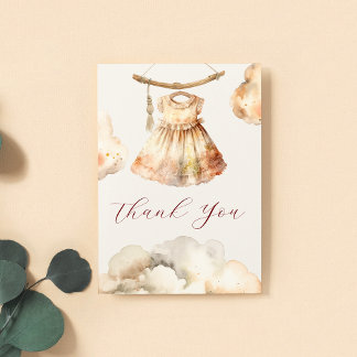 Boho Girl衣装ベビーシャワーありがとう サンキューカード