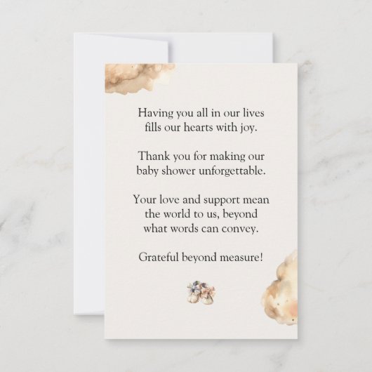 Boho Girl衣装ベビーシャワーありがとう サンキューカード (裏面)