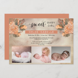 Boho Girl 3フォトパンパスグラス |フローラ誕生 案内状