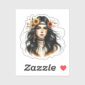 Boho Girl AI Art Bohemian Fashion シール (シート)