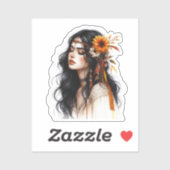 Boho Girl AI Art Bohemian Fashion シール (シート)