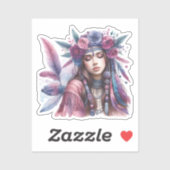 Boho Girl AI Art Bohemian Fashion シール (シート)