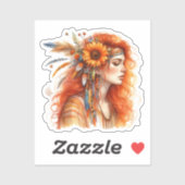 Boho Girl AI Art Bohemian Fashion シール (シート)