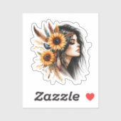 Boho Girl AI Art Bohemian Fashion シール (シート)