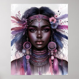 Boho Girl AI Art Bohemian Fashion ポスター