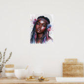 Boho Girl AI Art Bohemian Fashion ポスター (キッチン)