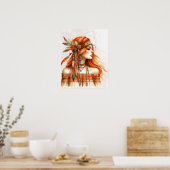 Boho Girl AI Art Bohemian Fashion ポスター (キッチン)