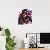 Boho Girl AI Art Bohemian Fashion ポスター (ホームオフィス)