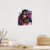 Boho Girl AI Art Bohemian Fashion ポスター (キッチン)