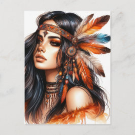 Boho Girl AI Art Bohemian Fashion ポストカード