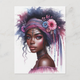 Boho Girl AI Art Bohemian Fashion ポストカード