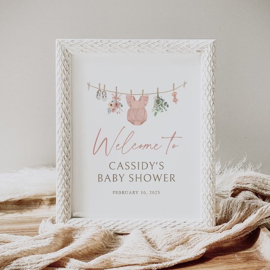 Boho Girl Baby Clothes Baby Showerウェルカムサイン ポスター