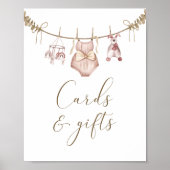 Boho Girl Baby Clothsベビシャワーカードとギフト ポスター (正面)