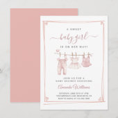 Boho Girl Clothesline Baby Shower Invitation 招待状 (正面/裏面)