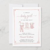 Boho Girl Clothesline Baby Shower Invitation 招待状 (正面)
