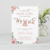 Boho Girl Clothesline Baby Shower Invitation 招待状 (スタンド正面)