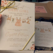 Boho Girl Clothesline Baby Shower Invitation 招待状