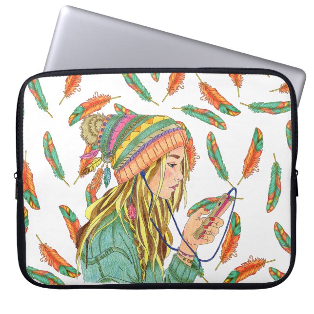 Boho Girl Laptop Sleeve ラップトップスリーブ (正面)
