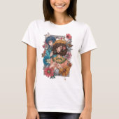 Boho Girl with Floral T-Shirt  Tシャツ (正面)