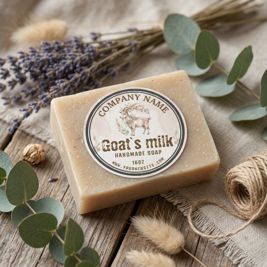 Boho Goat Milk Soap Label | Watercolor Rustic  ラウンドシール