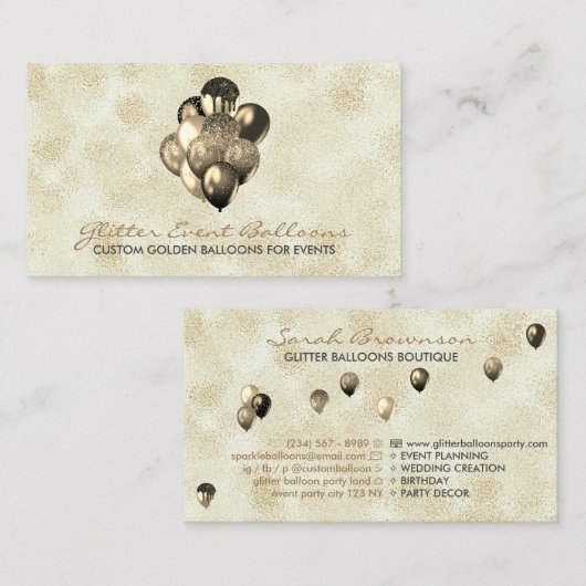 Boho gold Balloons Decoration party 名刺 (正面/裏面)