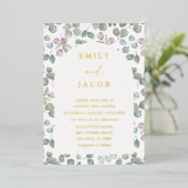 Boho Gold Foil and Eucalyptus Wedding 箔招待状 (立ち正面)