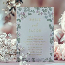 Boho Gold Foil and Eucalyptus Wedding 箔招待状