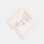 Boho Goose Birthday – Pink Balloon & Tartan スタンダードランチョンナプキン (角)