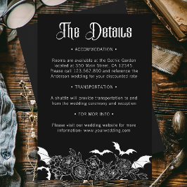 Boho Gothic Botanical Black Wedding Details エンクロージャーカード