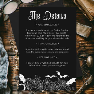 Boho Gothic Botanical Black Wedding Details エンクロージャーカード