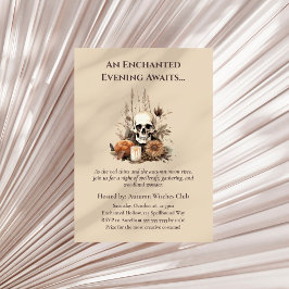 Boho Gothic Fall Party with Skull and Flowers 招待状