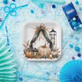 Boho Gothic Halloween Party - Pumpkins and Lantern ペーパープレート (パーティー)