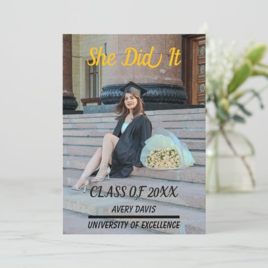Boho Graduation Party Invite 2026 招待状 (スタンド正面)
