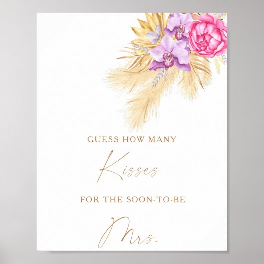 Boho grass – 何人のキスブライダルシャワーゲーム ポスター (正面)