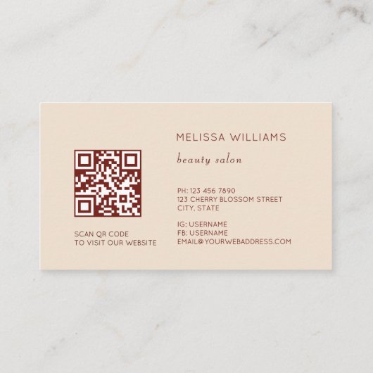 Boho Grass 3D Earthy Tones Floral 名刺 (裏面)