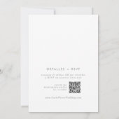 Boho Gray Wildflower QR Code Spanish Wedding 招待状 (裏面)