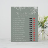 Boho Green彼は彼女はブライダルシャワーゲームを言った (スタンド正面)