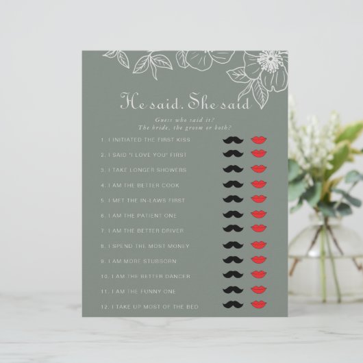 Boho Green彼は彼女はブライダルシャワーゲームを言った (スタンド正面)