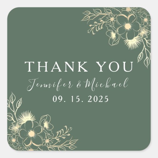 Boho Green結婚の感謝 スクエアシール (正面)