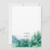 Boho Green and Blue Watercolor Forest Wedding 招待状 (裏面)