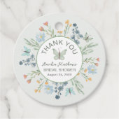 Boho Green Butterfly & Floral Bridal Shower フェイバータグ (正面)