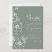 Boho Green Floral Bridal shower  招待状 (正面)