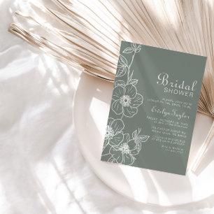 Boho Green Floral Bridal shower 招待状