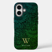 Boho Green Floral Gold Monogram Name Case-Mate iPhoneケース (裏面)
