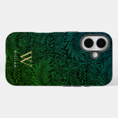 Boho Green Floral Gold Monogram Name Case-Mate iPhoneケース (裏面 (横))