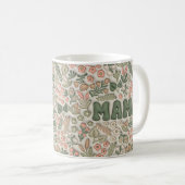 Boho Green Floral Pattern Mama  コーヒーマグカップ (正面右)