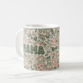 Boho Green Floral Pattern Mama  コーヒーマグカップ (正面左)