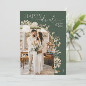 Boho Green Happy Diwaliフォトカード シーズンカード (スタンド正面)