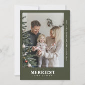 Boho Green Merriest Christmas Christmas Photo Card シーズンカード (正面)