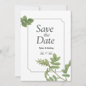 Boho Green Mint Elegant Wedding  Invitation 招待状 (正面)